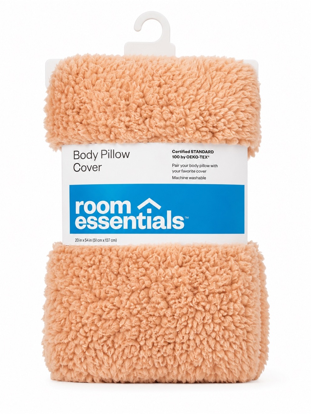 Room Essentials Peach Sherpa Body Pillow Cover - Soft Peach